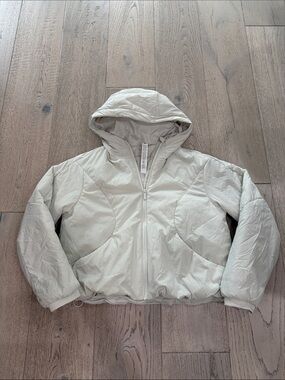 lululemon athletica light beige hooded puffer jacket
